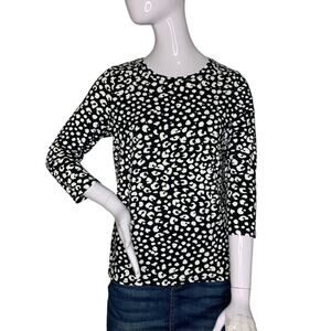 Rafaella Weekend Top 3/4 Sleeve Black & White Print Size M